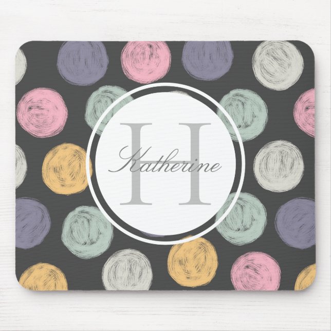 Konstnärlig, färglös pastellprick-dubbla monogram musmatta (Framsidan)