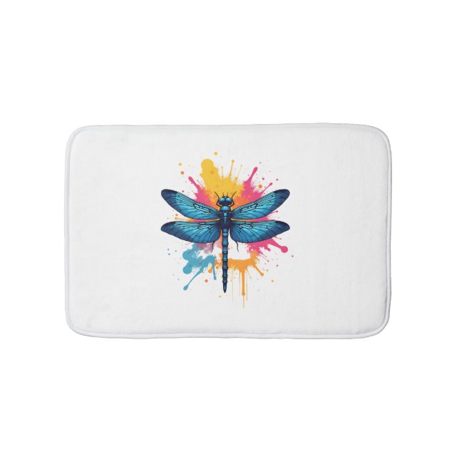 Konstnärlig, färglös poppgrafik målad Dragonfly Badrumsmatta (Framsidan)