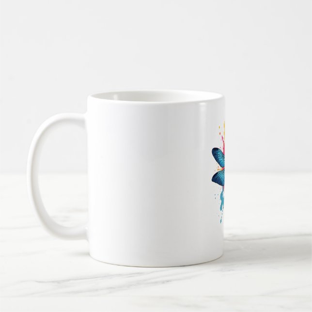 Konstnärlig, färglös poppgrafik målad Dragonfly Kaffemugg (Vänster)