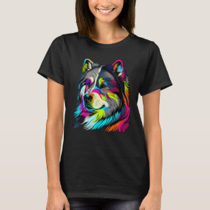 Konstnärlig färgpop målad Alaska Malamute T Shirt