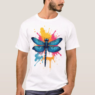 Konstnärlig Färgrik Pop Art målad Trollslända T Shirt