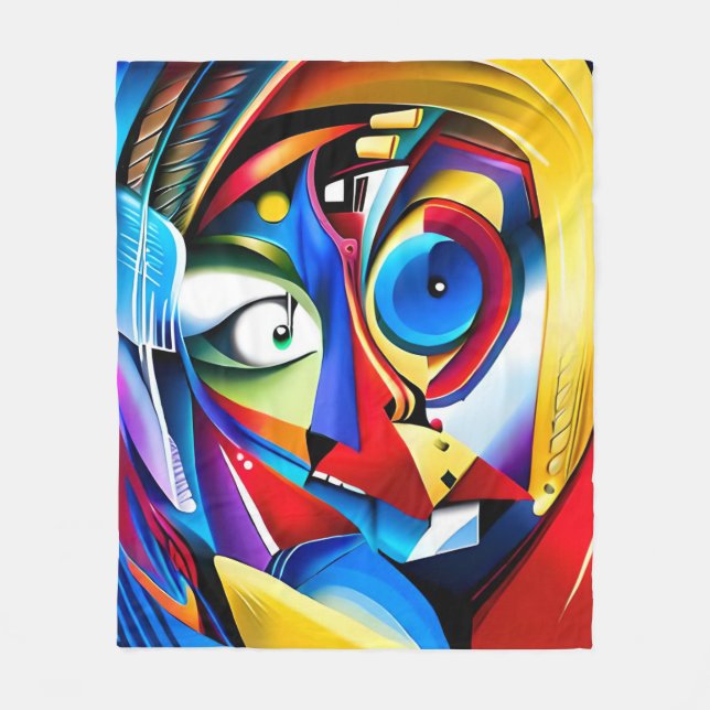 Konstnärlig färgstark Abstrakt ArtisticFleece Blan Fleecefilt (Framsidan)