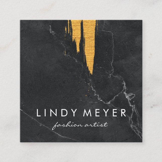 Konstnärlig Faux Guld Brushed | Skiva Fyrkantigt Visitkort (Framsida)