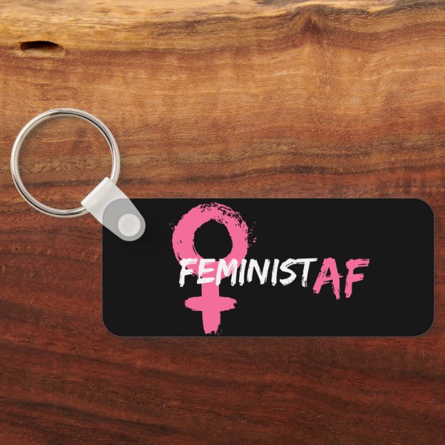 Konstnärlig feministisk AF-Rosa kvinnlig symbol Nyckelring (Baksida)