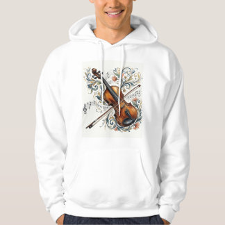 Konstnärlig fiol & musiknoter Vintage Hoodie / G