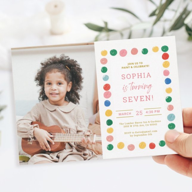 Konstnärlig födelsedagsfest för 7-åringar Fotoinbj Inbjudningar (Skapare uppladdad)