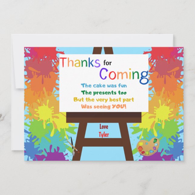 Konstnärlig Födelsedagsfest - tackkort Tack Kort (Framsida)