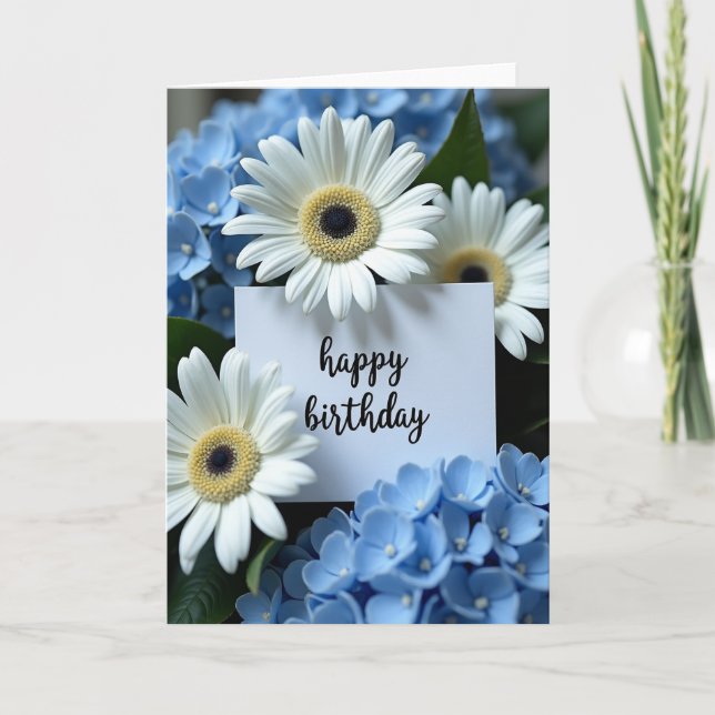 Konstnärlig födelsedagskort med blomning kort (Framsida)