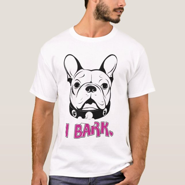 Konstnärlig fransk bulldogg"skäll" design tee (Framsida)