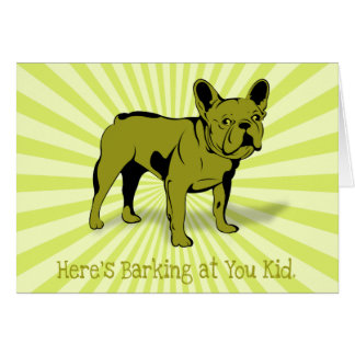 Konstnärlig fransk bulldogghund avelndesign hälsningskort