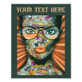 Konstnärlig gatukonst med brev på ansikte fototryck