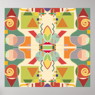 Konstnärlig geometri: färglöst sjölöst Mönster Poster