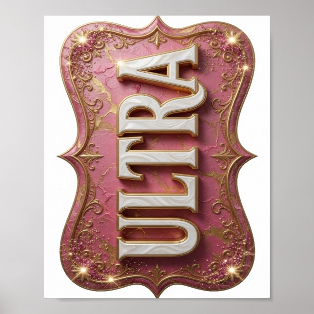 Konstnärlig Gold ULTRA Text Design Poster (Framsidan)