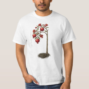 Konstnärlig Granatäppelträd Botanisk Akvarell T-Sh T Shirt