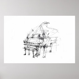 Konstnärlig Grand Piano Porträtt - Premium Poster