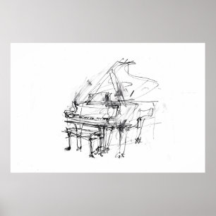 Konstnärlig Grand Piano Porträtt - Premium Poster