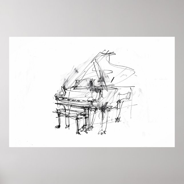 Konstnärlig Grand Piano Porträtt - Premium Poster (Framsidan)
