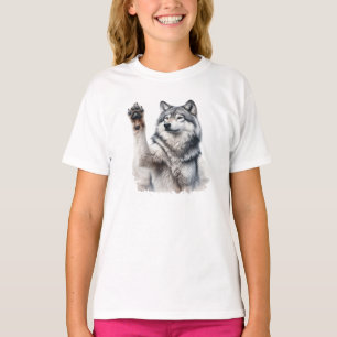 Konstnärlig Grått-Varg i vattenfärg T Shirt