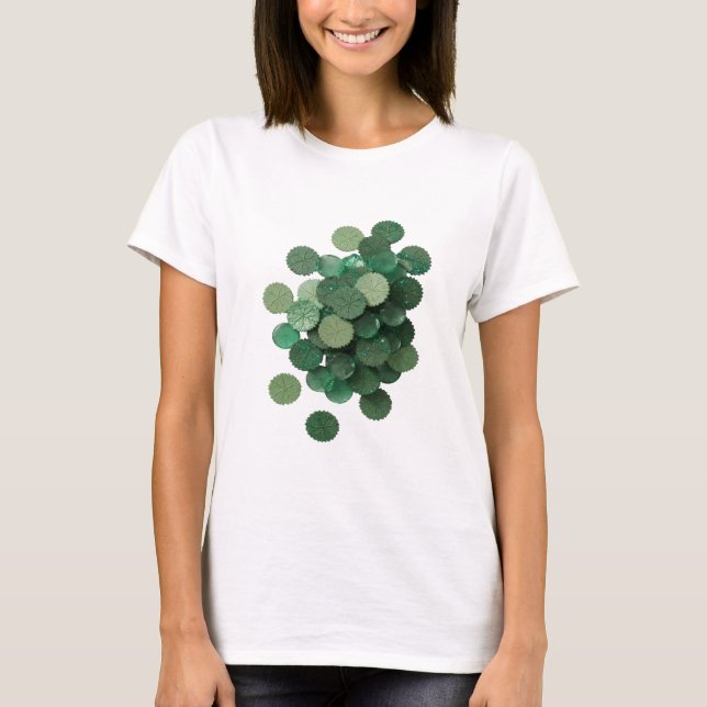 Konstnärlig grön GRÖNA BLAD Textdesign T Shirt (Framsida)
