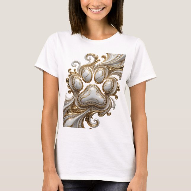 Konstnärlig guld ABSTRAKT KONSTUtsmyckning T Shirt (Framsida)