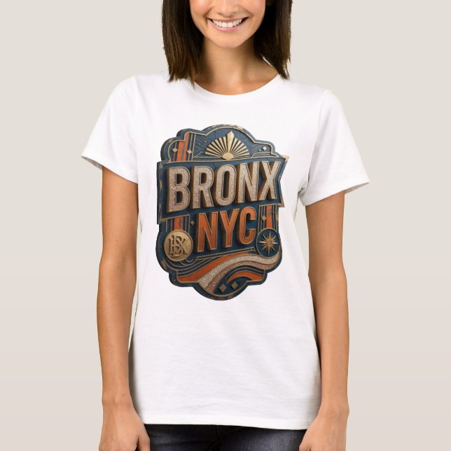 Konstnärlig guld BRONX NYC specialdesignad t-shirt (Framsida)