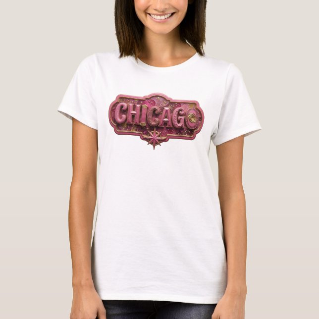 Konstnärlig guld CHICAGO Tee (Framsida)