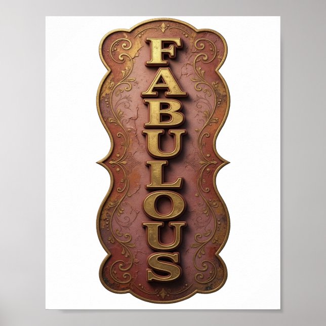 Konstnärlig guld FABULOUS Dekorativ Design Poster (Framsidan)