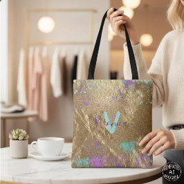 Konstnärlig guld metallisk folie glitterfärg stänk tygkasse