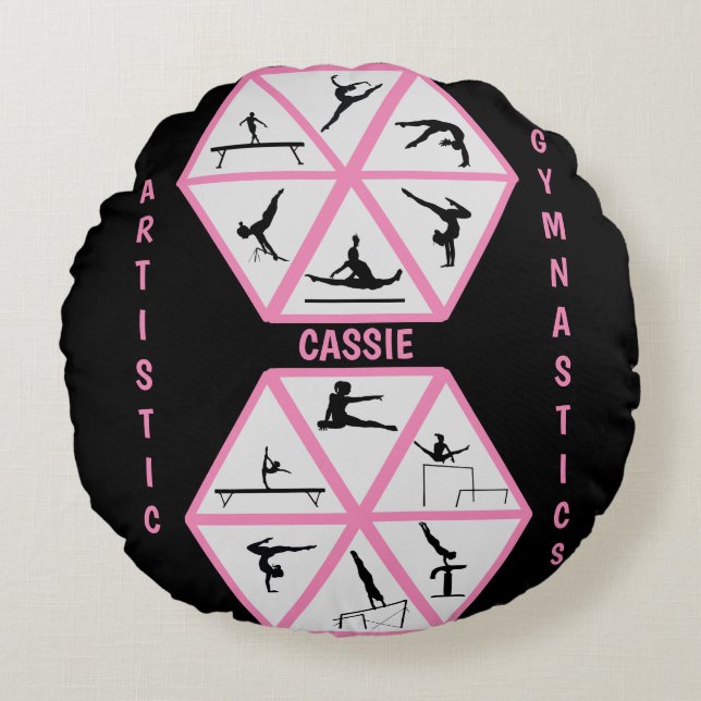 Konstnärlig Gymnastik Hexagon Rund Kudde (Framsidan)