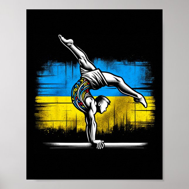Konstnärlig gymnastik ukrainsk ukraina flagga idro poster (Framsidan)