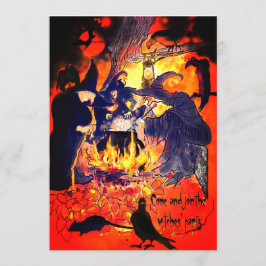 Konstnärlig Halloweenfest för häxor med häxkittel, Inbjudningar