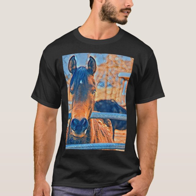 Konstnärlig hästansikte t shirt (Framsida)