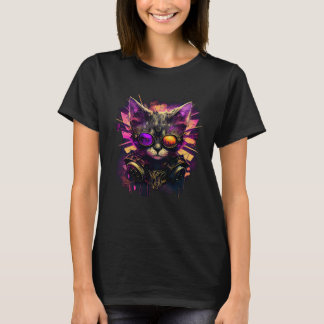 Konstnärlig & Hipster Katt  Cool Färgrik Katt med  T Shirt