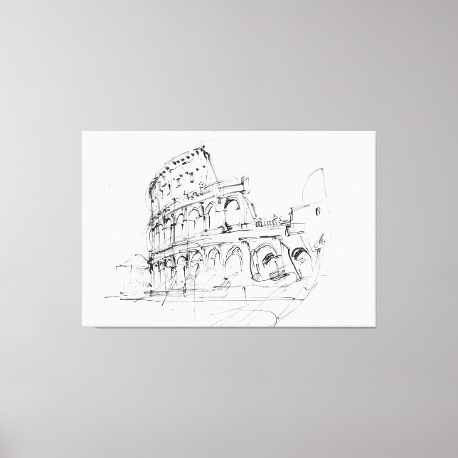 Konstnärlig, historiskt kolosseum-skiss - Premium Canvastryck (Framsida)