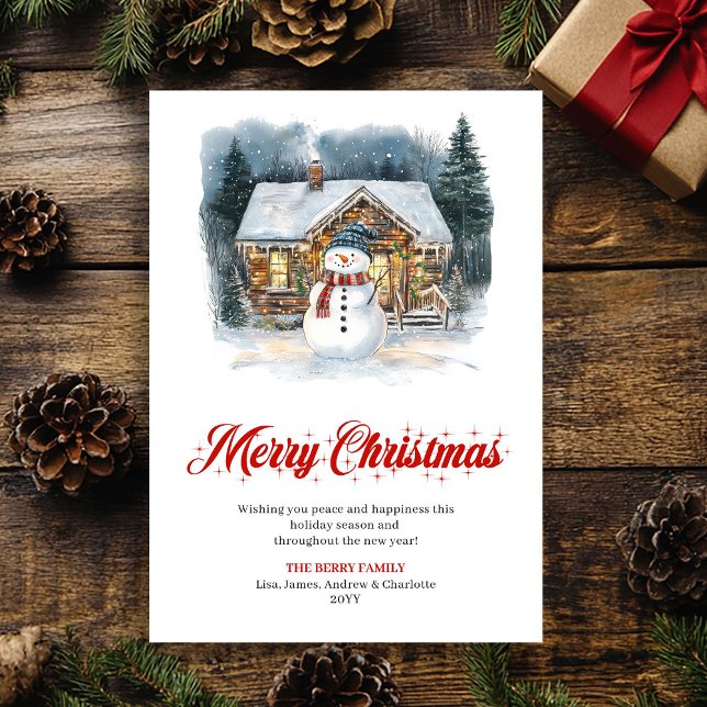 Konstnärlig Högtidsscen Vattenfärgskort Julkort (Artistic Holiday Scene Watercolor Greeting Card)