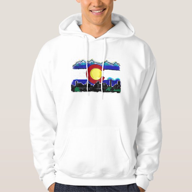 Konstnärlig hoodie för Colorado flaggadenver (Framsida)