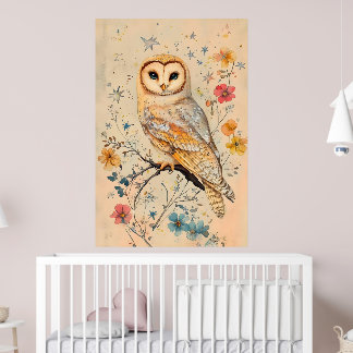 Konstnärlig illustration av en lammuggla, poster