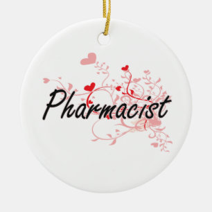Konstnärlig jobbdesign för Pharmacist med hjärt Julgransprydnad Keramik