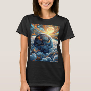 Konstnärlig jordsyn ovanifrån t shirt