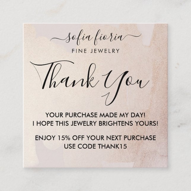 Konstnärlig judisk Tack i Guld för din beställning Fyrkantigt Visitkort (Framsida)