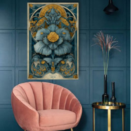 Konstnärlig jugendcirkusaaffisch i blått och gult poster