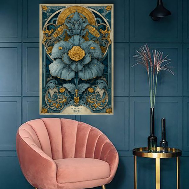 Konstnärlig jugendcirkusaaffisch i blått och gult poster (Skapare uppladdad)