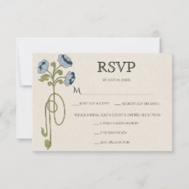 Konstnärlig jugendstil dammig blå marinblommor mål OSA kort