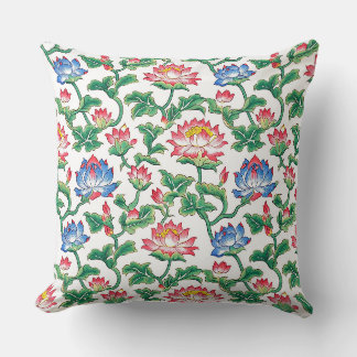 Konstnärlig jugendstil kineseri lotusblomma kudde