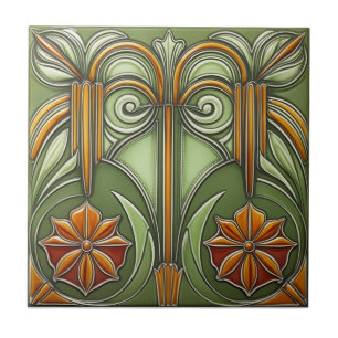 Konstnärlig jugendstil reproduktion kakelplatta