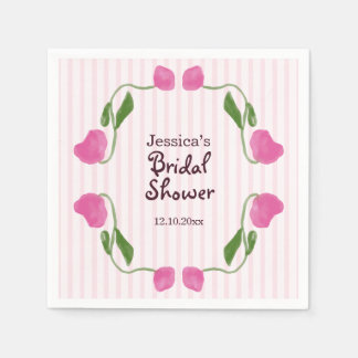 Konstnärlig jugendstil rosa bröllopsdusch pappersservett