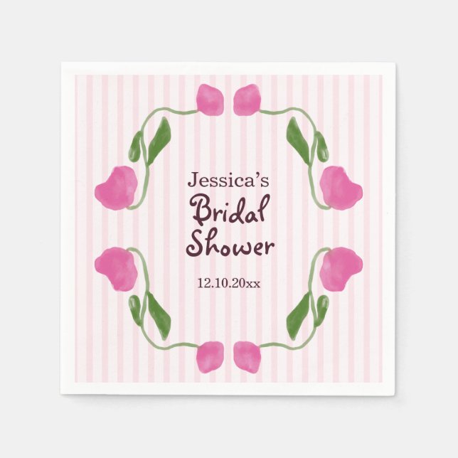 Konstnärlig jugendstil rosa bröllopsdusch pappersservett (Framsidan)
