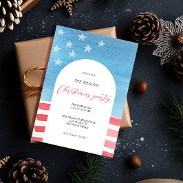 Konstnärlig jul patriotisk röd och blå inbjudningar