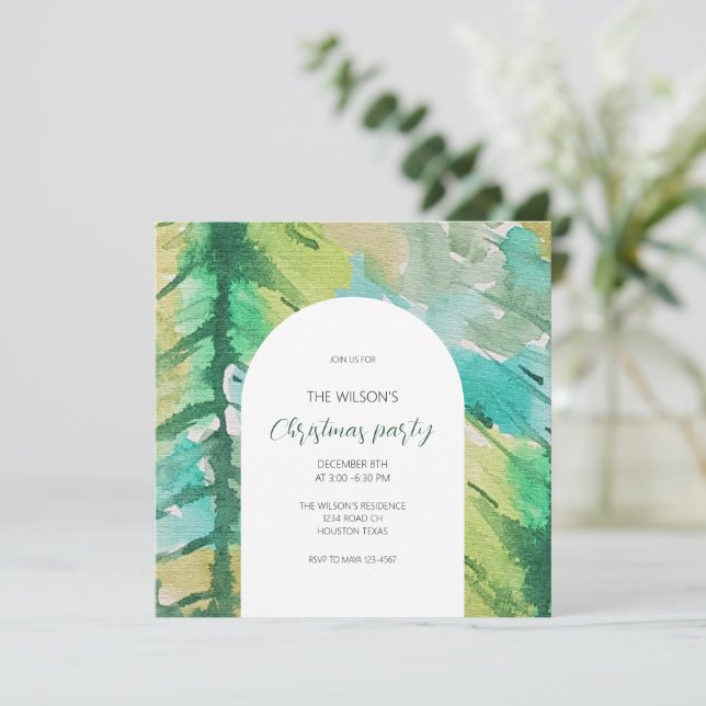 Konstnärlig julfärgsfärg Träd Mönster Inbjudningar (Stående Fram)