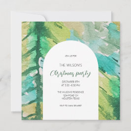 Konstnärlig julfärgsfärg Träd Mönster Inbjudningar
